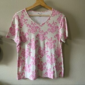 White Stag Pink and White Floral cotton Blouse Size XL (16/18)